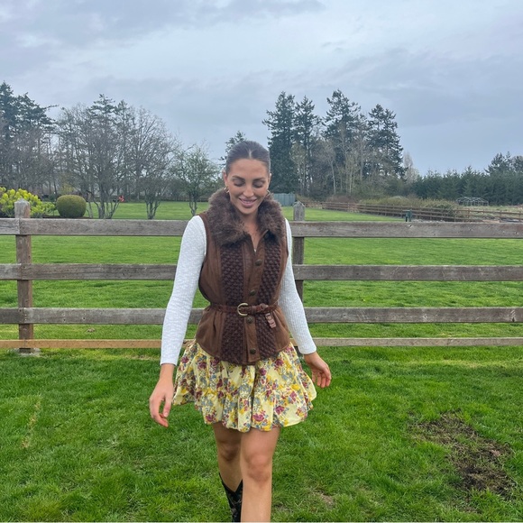 MOSSIMO SUPPLY CO YELLOW FLORAL RUFFLE SKIRT SIZE XSM - Picture 6 of 8